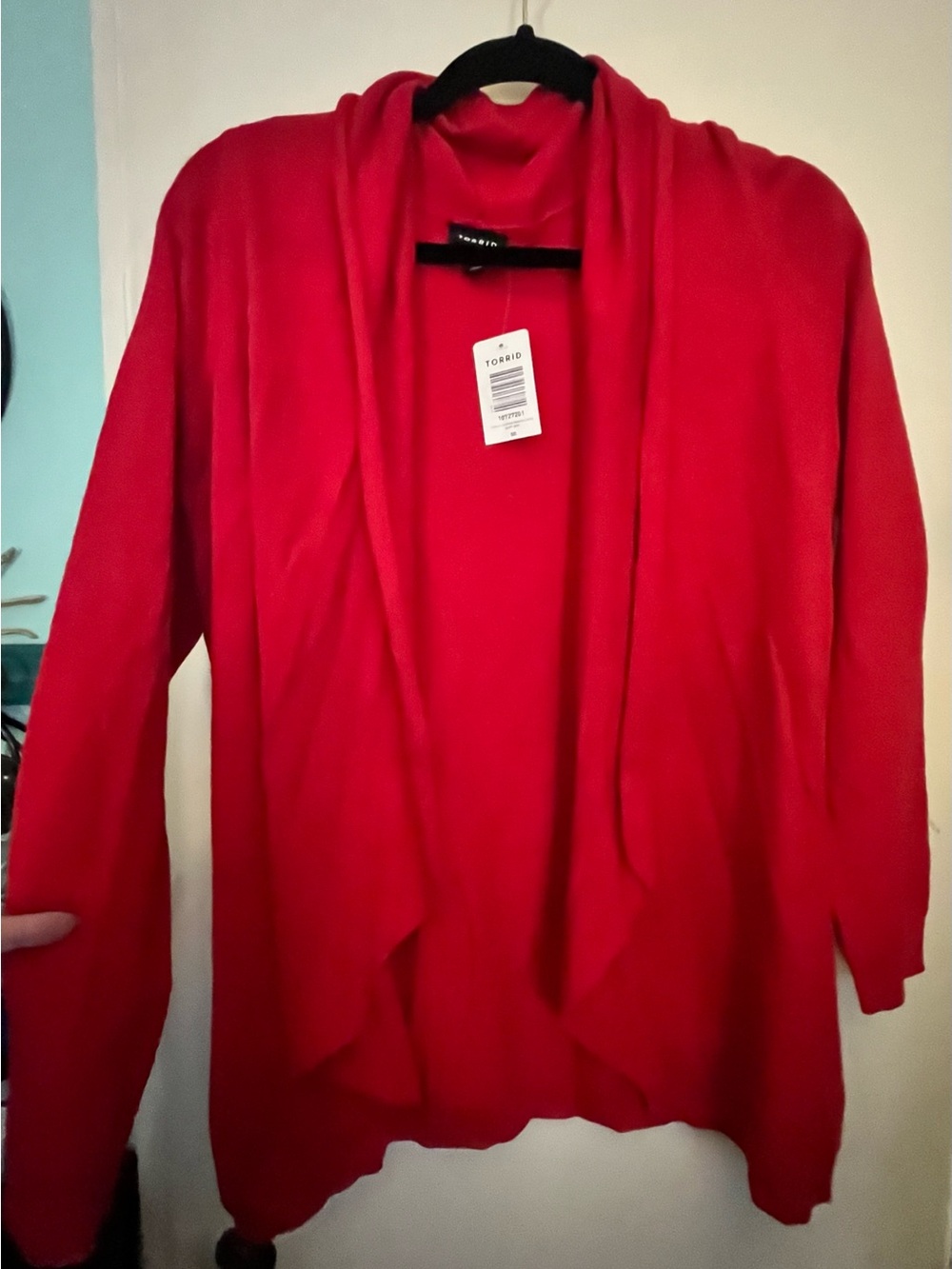 torrid Bright Red Open-Front Draped Cardigan